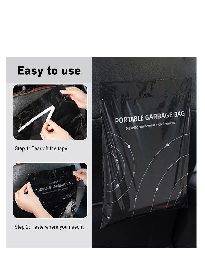 Disposable Trash Bags for Cars, 40 Pack Vomit Bags, Portable Drawstring, Paste Dual-Use Self Adhesive Cleaning Bags, Easy Stick on and Hanging, for Cars Kitchens Bedrooms Travel Office (Black) - Image 2